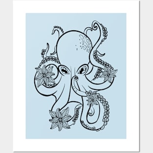 Octopus and Flowers Posters and Art